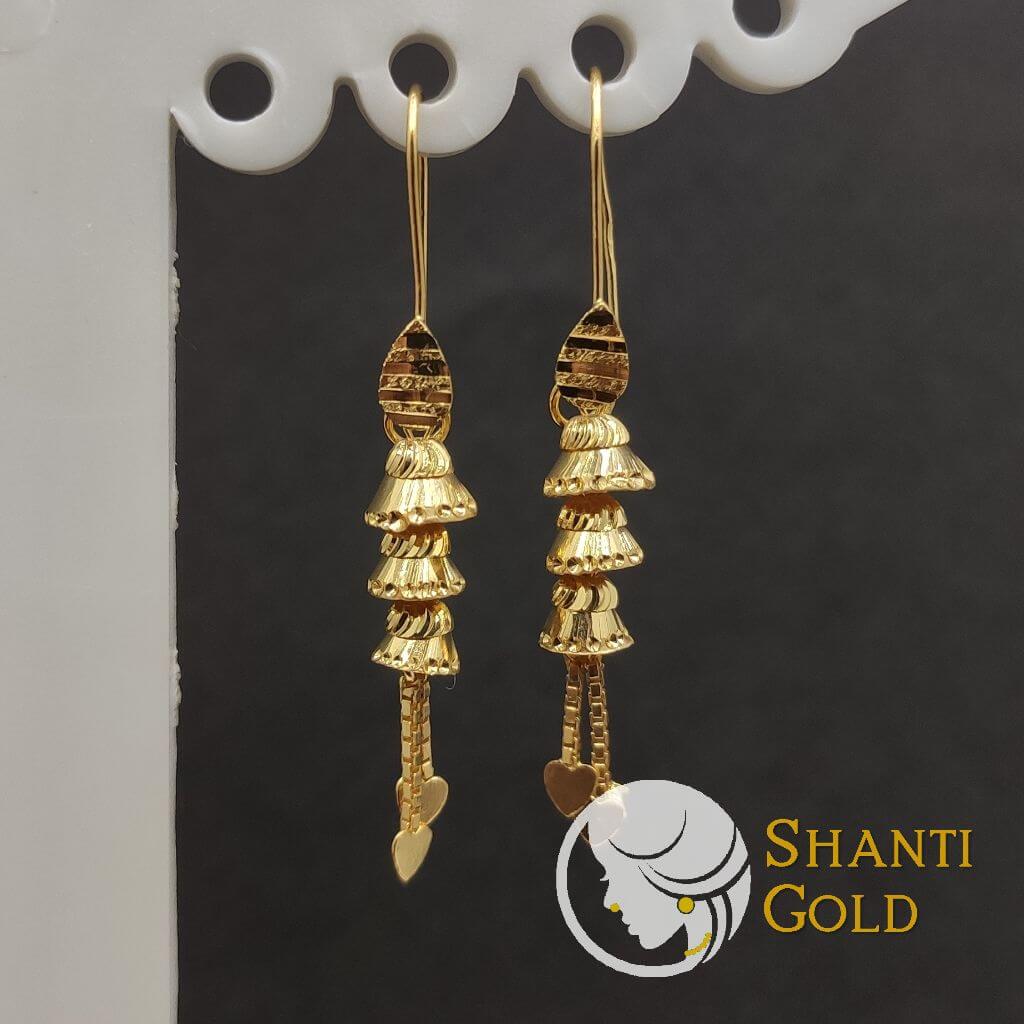 15mm Solid 22k Gold 916 Gold Dangling Jimiki Style Bali Earrings Rajkot  Design Jhumky - Etsy Denmark